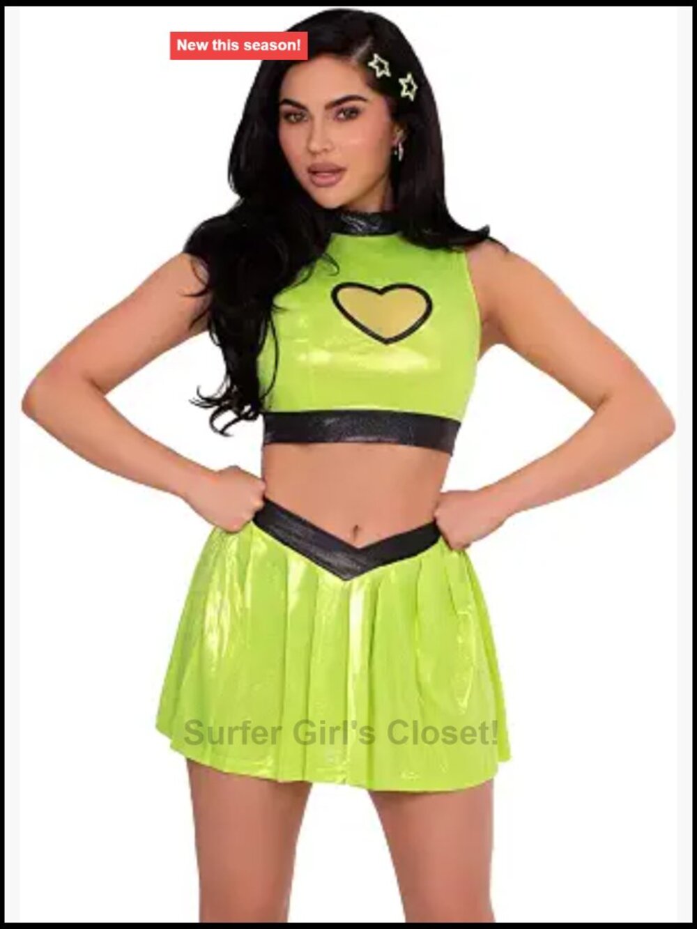 Leg Avenue 3 Pc Superhero Crop Top Mini Skirt Costume Set for Women